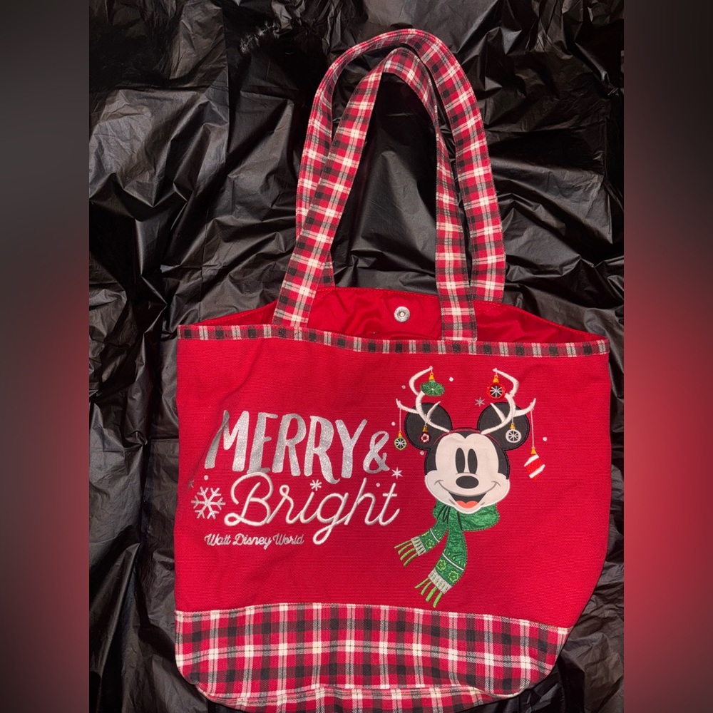Christmas Disney Festive Red Mickey Mouse canvas tote